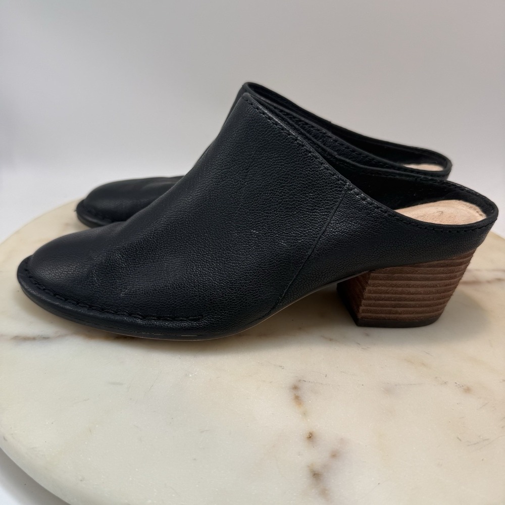 Clarks Spiced Isla Black Leather Mules Block Heel Pointed Heel Women's Size 6.5M - Picture 3 of 9